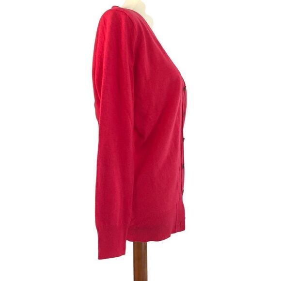 J Crew V Neck Cardigan Sweater Lightweight Wool Blend Hot Pink Size XS - Picture 4 of 9